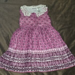 Blueberi Boulevard Pink and White Kids Dress